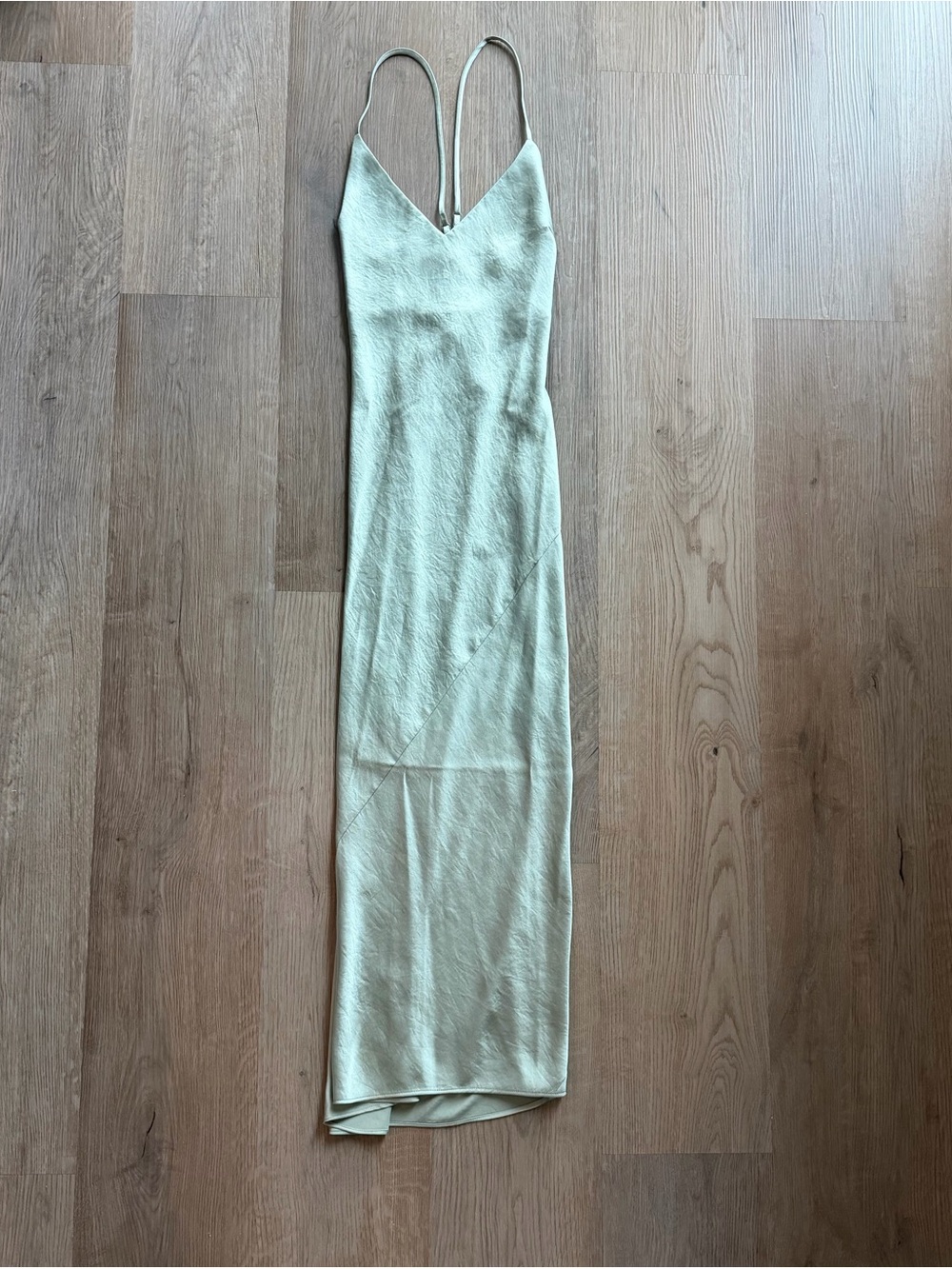 Wilfred Light Sage Satin V-Neck Maxi Slip Dress